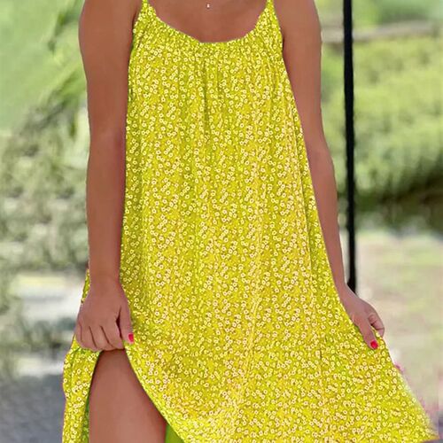 Summer Floral Print Dress Women Casual Sleeveless Oversized