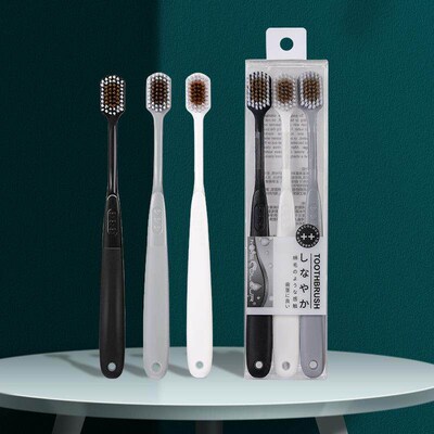 Box of Three Soft Bristle Wide Head Adult Toothbrushes, Indi