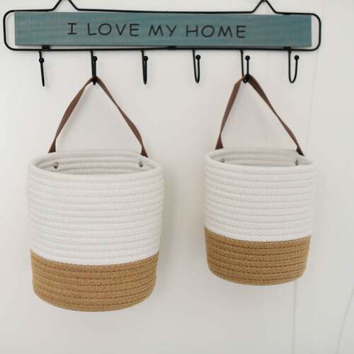 Nordic woven basket cotton woven wall hanging basket storage
