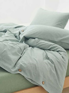 Buttons Washed Cotton Four-piece Set Summer Naked Sleeping S