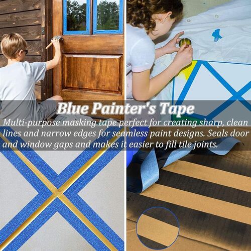 Blue Painters Tape Temperature Resistance Multi Size Clean