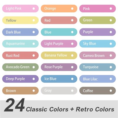 12/24pcs Highlighters Assorted Colors Dual Tip  Pastel Highl