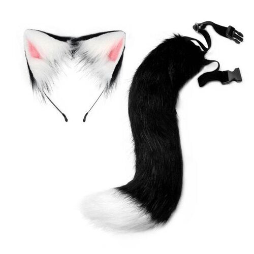 Halloween costume fox fur tail cat ear headband 狐狸尾巴耳朵
