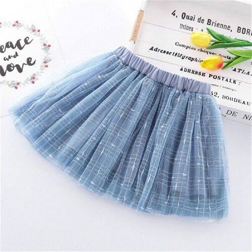 Embroidery Tulle Tutu Skirt With Plaid Striped Rainbow