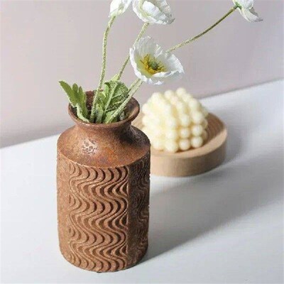 Creative ceramic vase knife carved wave pattern flower