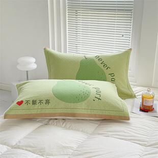 全棉A类纱布枕巾可爱刺绣八层提花棉纱枕皮52x80cm成人学生家用