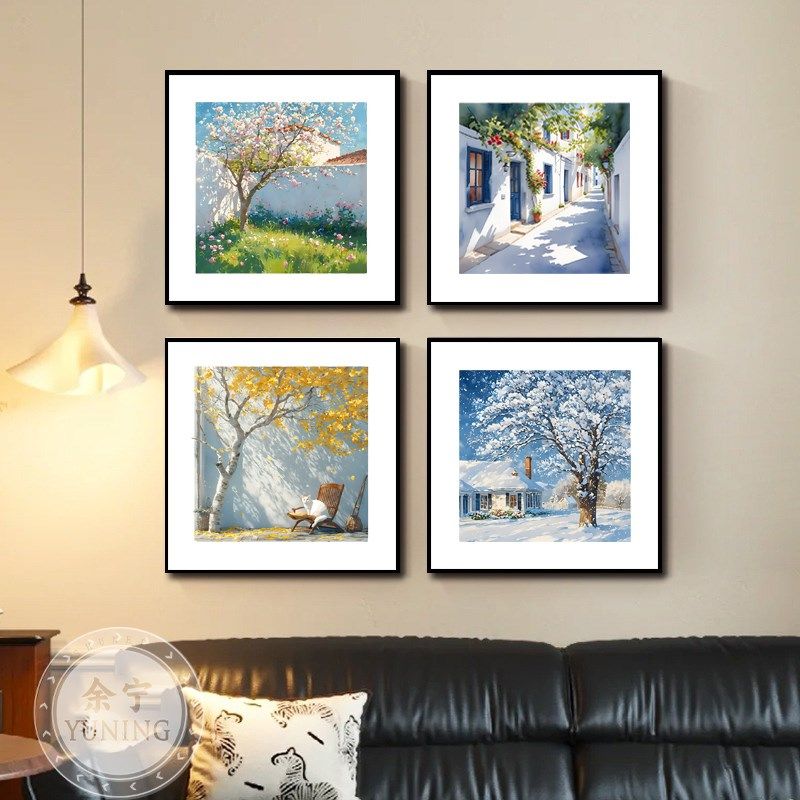 现代清新春夏秋冬客厅背景墙装饰画餐厅壁画卧室书房玄关走廊挂画,家居饰品,现代装饰画,淘宝优惠券,粉丝福利购,淘宝优惠卷