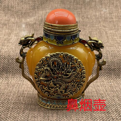 古典鼻烟壶民间特色工艺品鼻壶怀旧内画老式铜壶古玩老鼻烟壶把玩
