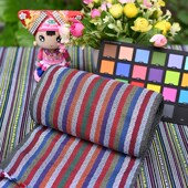 茶桌旗手工布艺 饰面料 壮族手工织布多彩条纹织锦布料 民族背包装