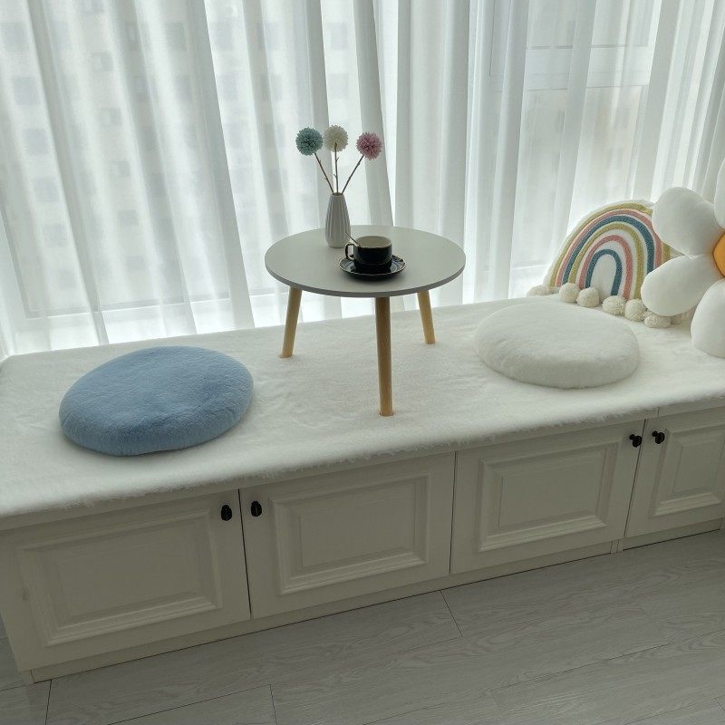 仿兔毛圆形椅垫餐椅垫慢回弹记忆棉坐垫飘窗软垫办公室屁股垫子