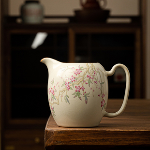 米黄汝窑公道杯陶瓷公杯匀杯复古中式茶海高档分茶器茶漏功夫茶具