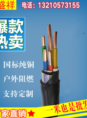国标铜线地埋线YJV22 2/3/4/5芯1.5/2.5/4/6平方线缆铠装铜芯电缆
