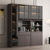 新款 实木餐边柜酒柜一体靠墙家用大小组合多功能玻璃餐厅柜茶水柜