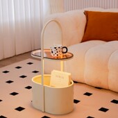 西拾奶油风客厅沙发边几小茶几侧边柜家用床头柜卧室落地带氛围灯