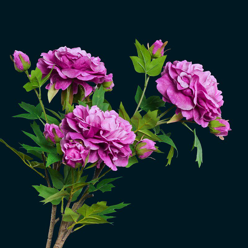 新 高档牡丹花绢花假花仿真花摆设仿生花塑料花艺摆件紫色装饰花