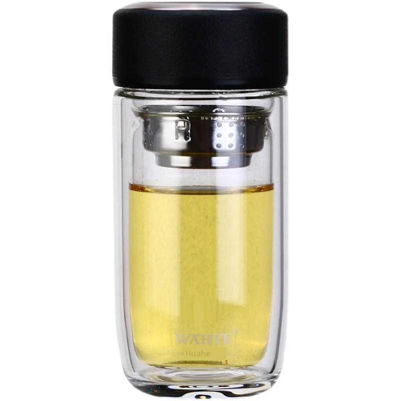 加厚玻璃杯双层防烫男女小号随手泡茶杯带滤网杯子便携大容量水杯