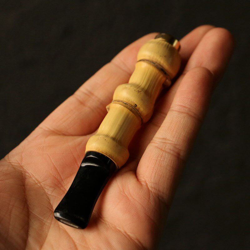精品纯手工制作天然罗汉竹烟嘴香过滤器竹制咬嘴烟具把玩烟斗烟杆
