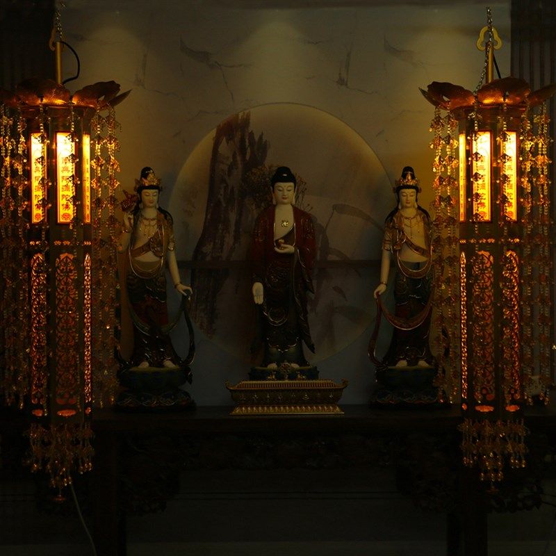 佛堂寺院装饰吊灯鎏金璎珞挂饰宝幢莲花灯幢幡寺院挂式灯笼经幢