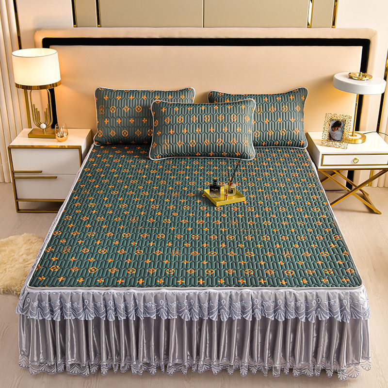 乳胶凉席三件冰丝凉席空调凉席可机洗水洗夏季家用床裙款可折叠,床上用品,乳胶席,淘宝优惠券,粉丝福利购,淘宝优惠卷