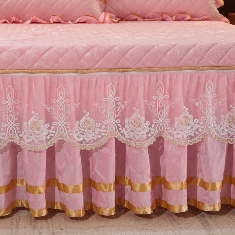 欧式可拆卸天鹅绒床裙三件加厚蕾丝床罩单件可机洗防滑床秋冬,床上用品,床裙,淘宝优惠券,粉丝福利购,淘宝优惠卷