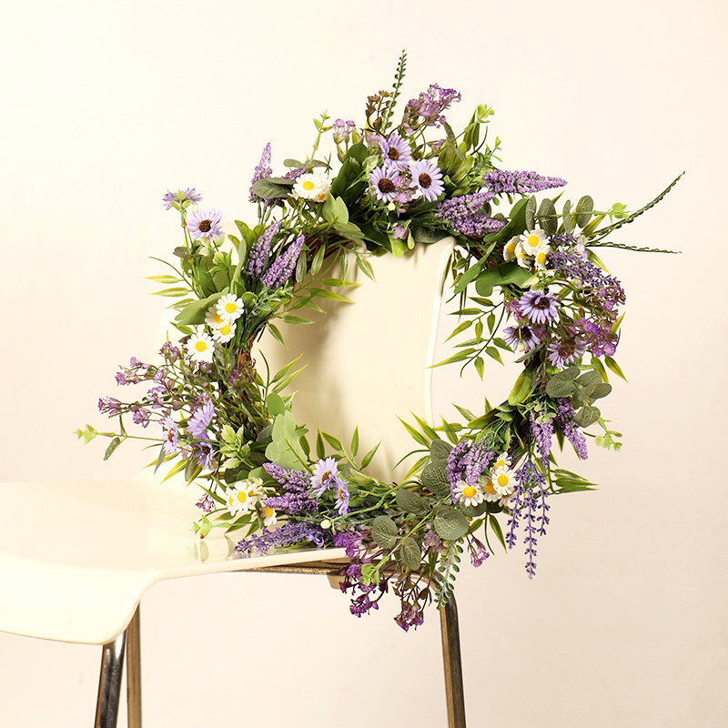 仿真花挂件春野菊薰衣草花环门楣室内家居布置门挂墙面装饰花艺,家居饰品,壁饰,淘宝优惠券,粉丝福利购,淘宝优惠卷