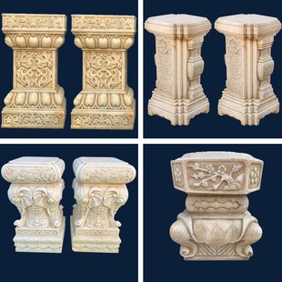 石雕须弥座汉白玉石墩花架花几盆景架底座庭院别墅太湖石赏石底座