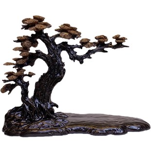 苍松平板石头奇石底座摆件托架树脂摆放托盘通用仿实木艺术创意