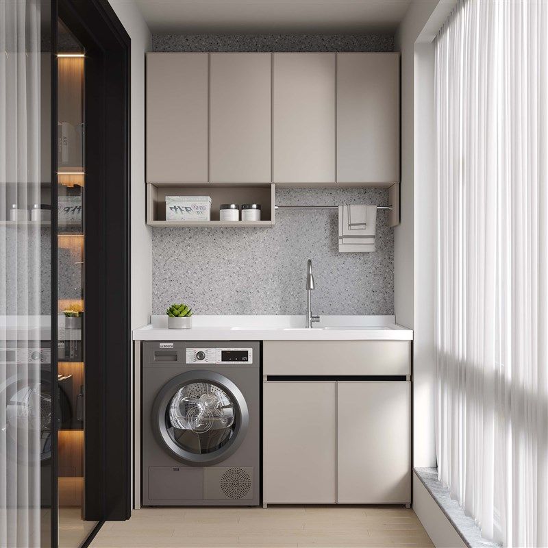 加厚铝合金阳台洗衣柜石英石一体盆滚筒洗衣柜伴铝非标定制可切角,家装主材,洗衣机柜,淘宝优惠券,粉丝福利购,淘宝优惠卷