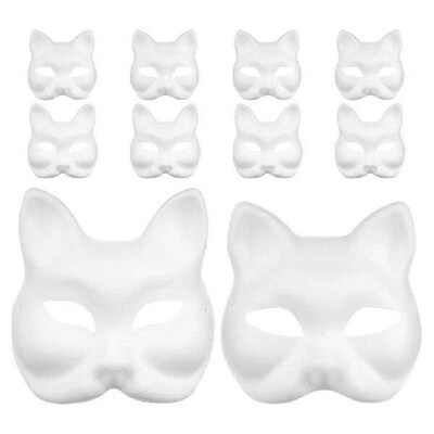 20 Pcs Masks White Blank Paper Masquerade Animal Kids