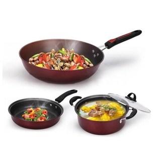 3 piece Non-stick Pan Set Frying Pan Soup Pot Pans Wok 炒锅