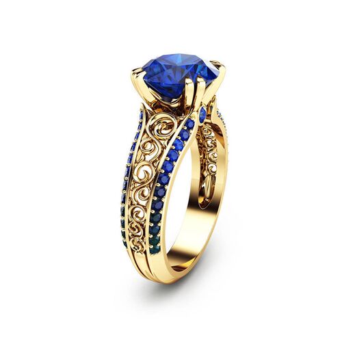 Zhenrong New Ruby Through Flower Ring Micro-set 14k Yellow G