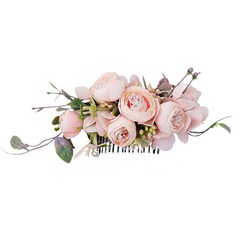 BOHO Bride Artificial Flower Hair Comb for Women Bridal Wedd