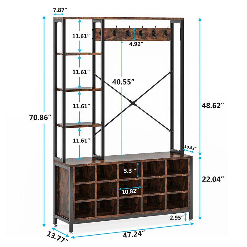 Tribesigns Entryway Bench with Coat Rack Hall ree with Bench