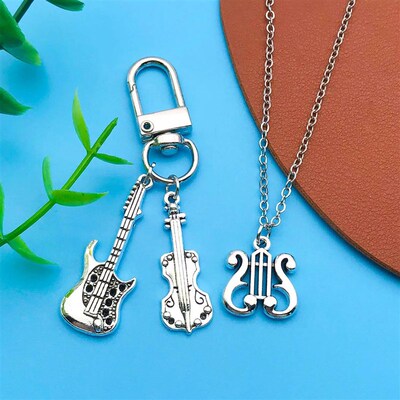Mix 15pcs Antique Silvery Musical Instrument Charms Pendant