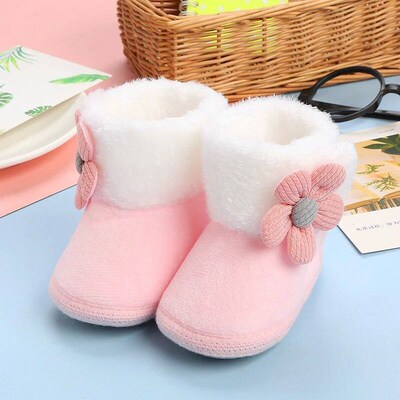 Newborn Baby Girls Boys Soft Booties Solid Pompom Snow Boots
