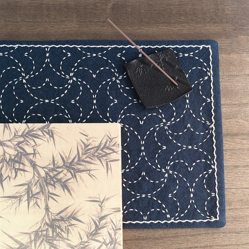 赏味生活 刺子绣茶席材料包 半丸连纹样新手入门刺绣杯垫材料包,居家布艺,缝纫DIY材料套装,淘宝优惠券,粉丝福利购,淘宝优惠卷