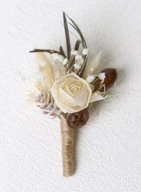 1PC Beautiful Dry Flower Brooches Men Wedding Corsage Banque