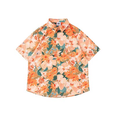 Independent Hawaiian Flower Shirt Mens Retro Loose Hong Kon