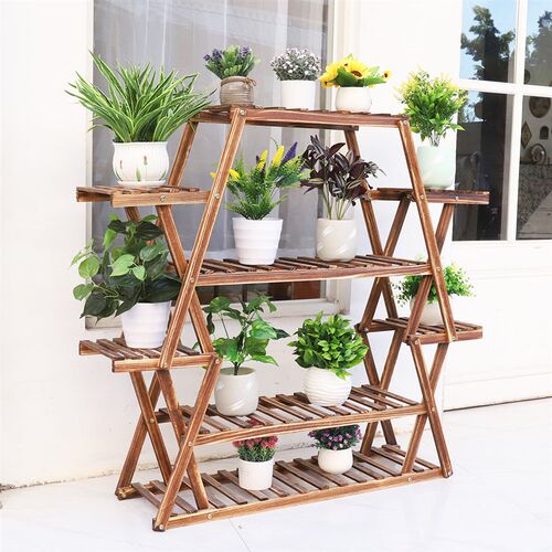 8 Tier Tall  Large Capacity Wood Plant Stand Steady Flower S