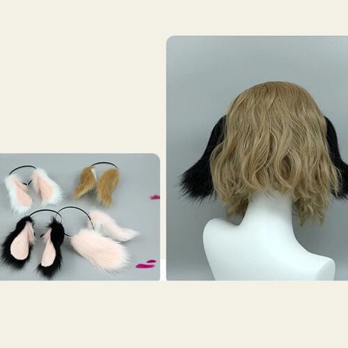 Handmade Plush Dog Ear Hairband for Girls Women Halloween Pa