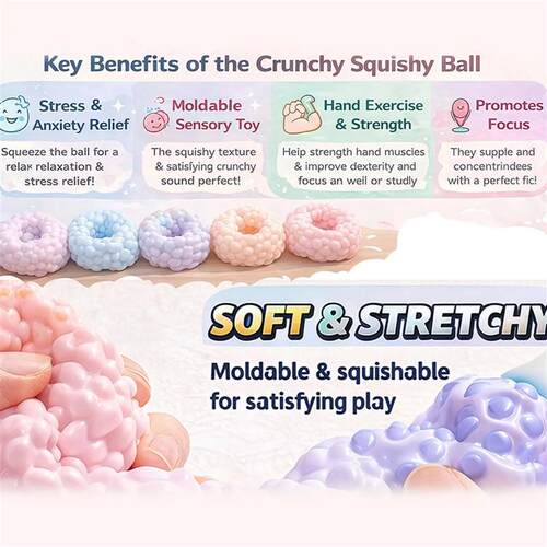 Crunchy Sss Ball Stchy Fidget Toy 1 Pack Moldable Squeeze