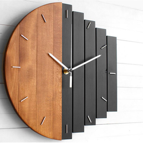 Wooden Wall Clock Modern Design Vintage Rustic Shabby Clock
