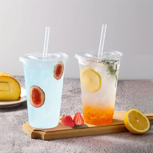 50Sets 12/16/20OZ Plastic Cups With Lids Clear Disposable Cu