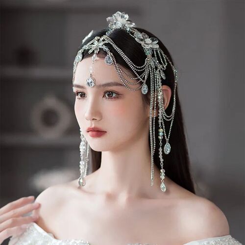 New Bridal Headdress Eyebrow Pendant Head Chain Wedding Dres