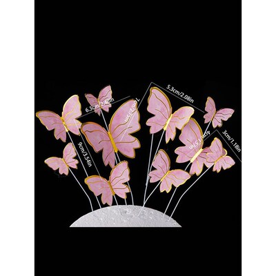 50pcs Creative Pink Butterfly Cake Topper for Valentines Da