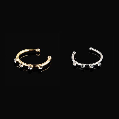 Nose唇钉鼻环鼻钉无洞夹nose ring 印度With diamond Circle 银色