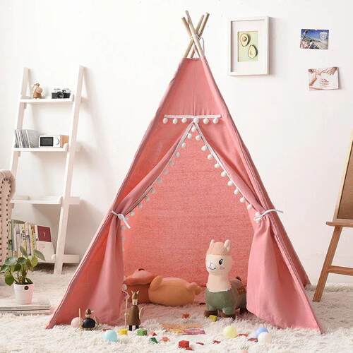 Portable Children Tents Tipi Play House Kids Cotton Canvas I