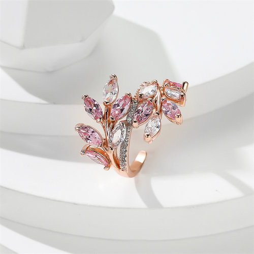 Marquise Cut Royal Blue Green Purple Pink Zircon Leaf Rings