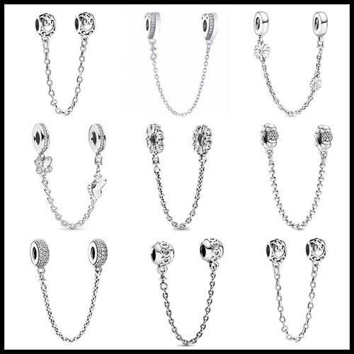 New Sparkling Clear Sparkle Flower Safety Chain Charm Bead F