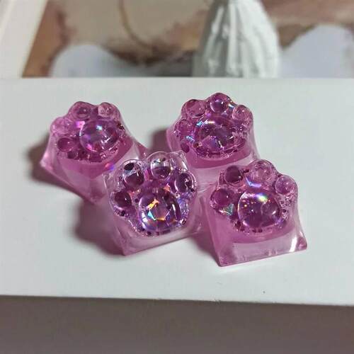 4 Pcs/set Cat Claw Keycap Cute Transparent Mechanical Keyboa